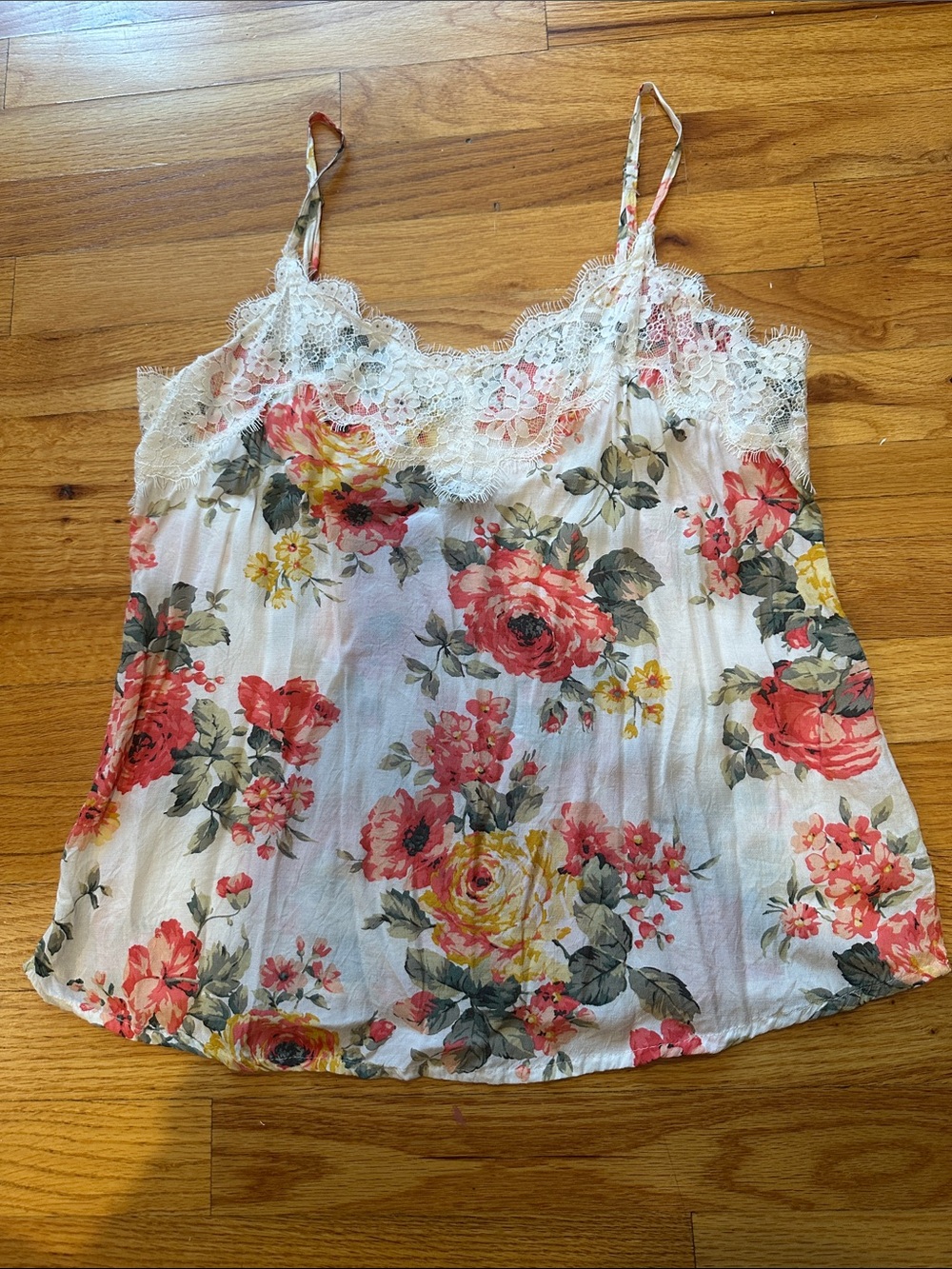 Abercrombie & Fitch White Floral Lace Trim Camisole